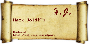 Hack Jolán névjegykártya